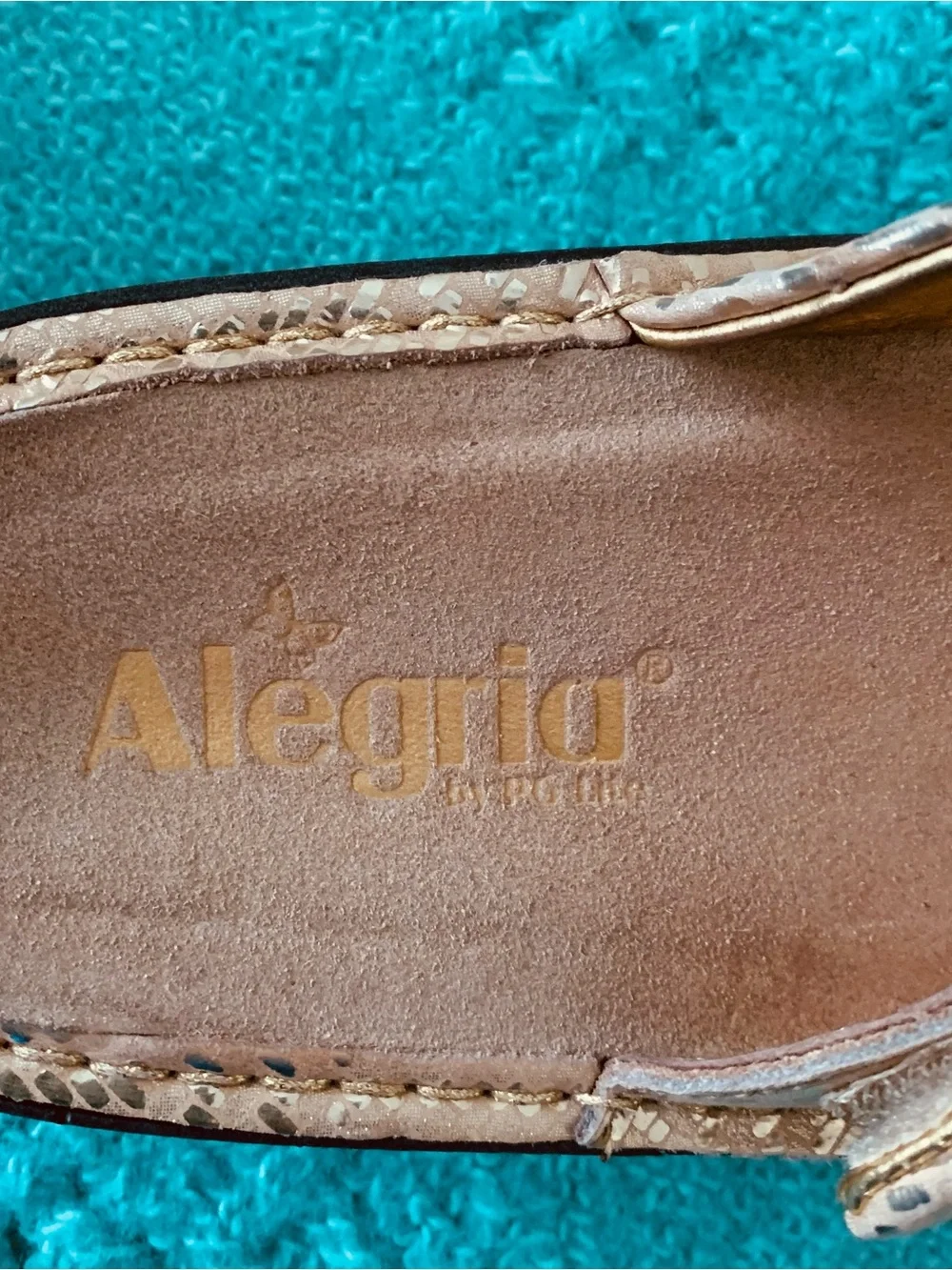 Alegria  Gold Genuine Leather &Insole Slip On Sandals Size 7